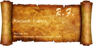 Racsek Fanni névjegykártya